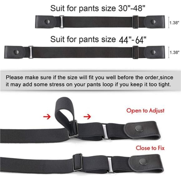 No Buckle Show Belt for Men Buckle Free Stretch Belt for Jeans Pants 1.38 Inches - Picture 3 of 7